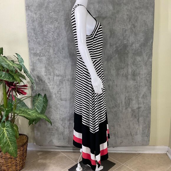 Signature by Robbie Bee Sleeveless Maxi Dress Size L Multi contrasting stripes - Picture 5 of 12